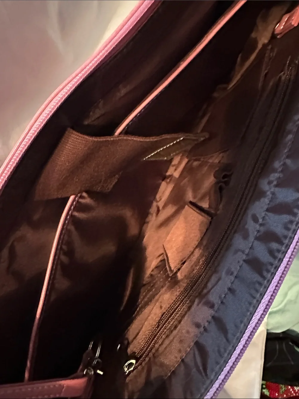 Franklin Covey Women's Leather Laptop Bag in Dusty Rose/Pink